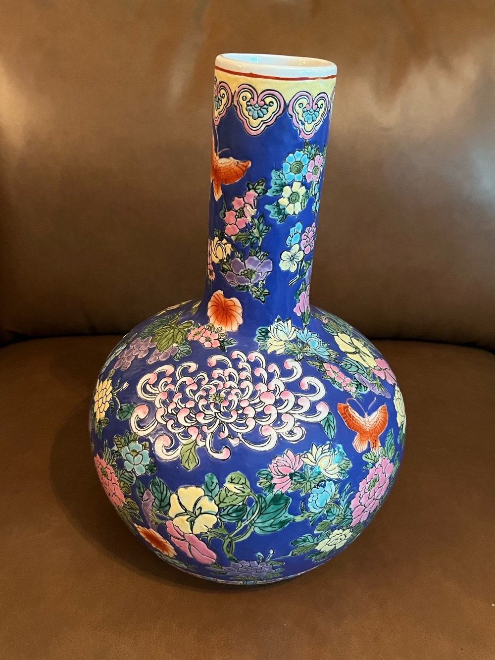 Large Macau Porcelain Handpainted Floral Vase II